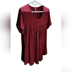 LONGYUAN Maroon Ruffled Blouse